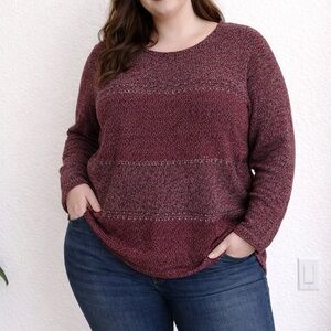 Style & Co. Maroon Crew Neck Sweater